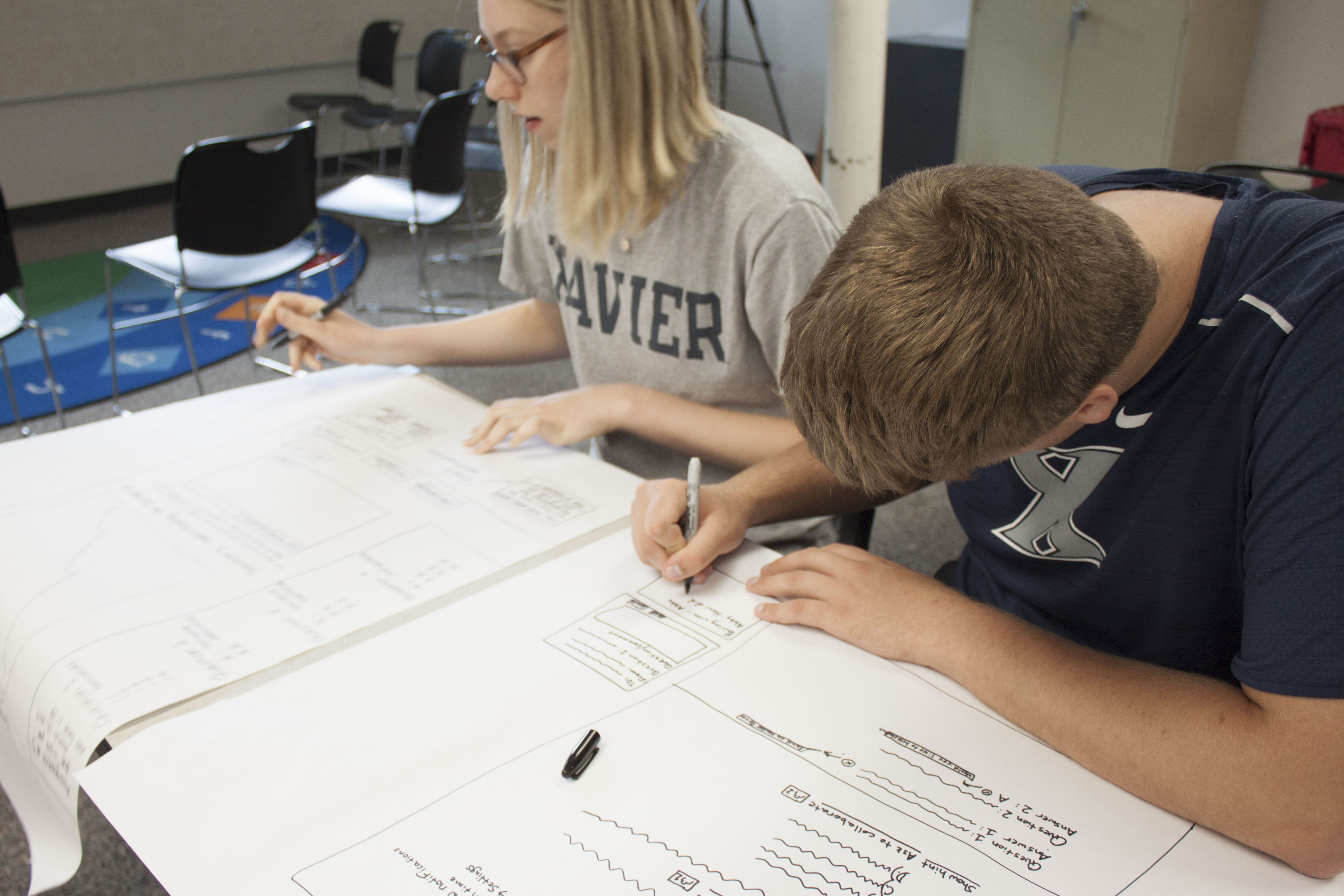 Students sketching